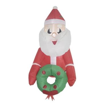 Imagem de Baoblaze Infláveis ​​de Natal Papai Noel Decoração Inflável de Natal Poliéster Iluminado Inflável para Quintal Festa Interna Casa