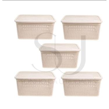 Imagem de kit com 05 Caixa/Cestos:7,5 L/  Caixa organizadora Rattan Tampa - RICH