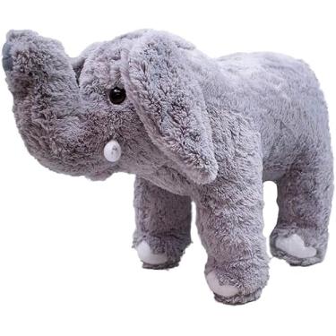Imagem de Elefante De Pelúcia Em Pé Cinza Peludinho 30cm