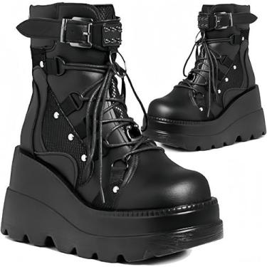 Imagem de Botas de plataforma MACVISE femininas, góticas, de salto alto, 9 cm