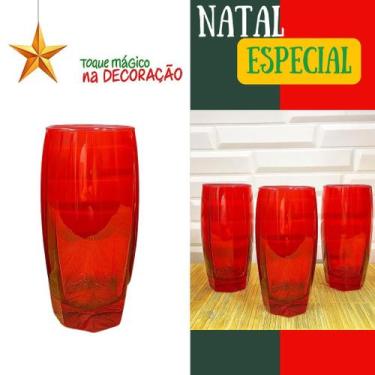Imagem de Copo Florida 365ml  Kit com 3 Unidades em Vidro Grosso e Transparente 