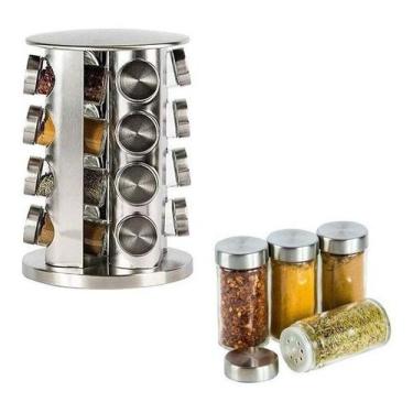 Imagem de Porta Tempero Condimento Giratório 16 Peças Inox Cozinha - Dubai-atlan