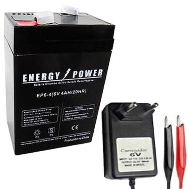 Imagem de Bateria Recarregável 6v 4,5ah + Carregador Bivolt Brinquedo Carro Carr