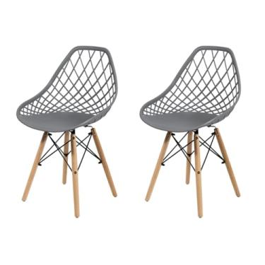 Imagem de Kit com 2 Cadeiras Sala de Jantar com Pés em Madeira – Design Moderno Conforto e Estilo para Sua Casa (Cinza Brasão)