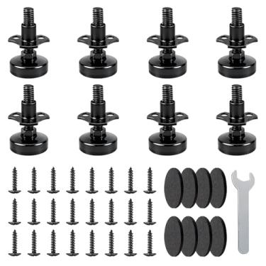 Imagem de QDAOYU Pacote com 8 pés de nivelamento de bancada de trabalho - Niveladores ajustáveis resistentes capacidade de 1,197 kg, rosca de 3/20.3 cm-16 com kit de porca em T, pés de nivelamento de móveis