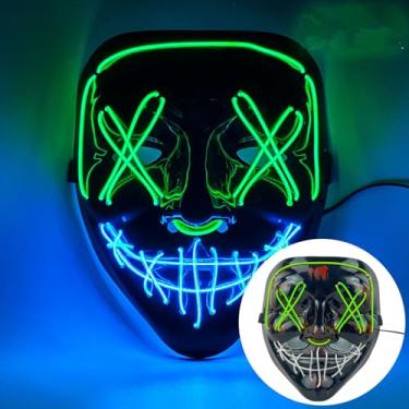 Imagem de SHANJIA Máscara de Halloween, máscara iluminada, luz de LED, assustadora, para festivais de Halloween, cosplay, festa de carnaval (estilo 10)