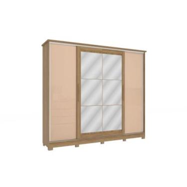 Imagem de Guarda Roupas 4 Portas 4 Gavetas Com Espelho CB01N565 Kappesberg Nogue