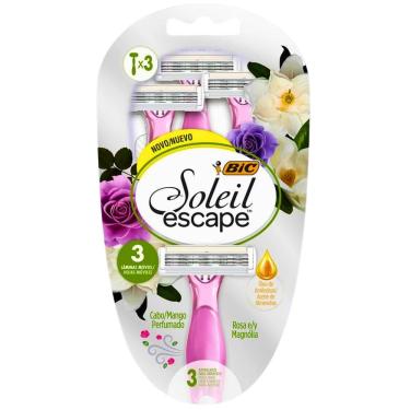 Imagem de Aparelho De Depilar Rosas Soleil Escape com 3 Lâminas Bic