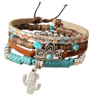 Imagem de LOTSOF Pulseira de contas turquesa ocidental, estilo faroeste chique com contas para shows country, roupas de vaqueira e joias Boho, Springs1, Turquesa Miçangas, Sem Pedra Preciosa