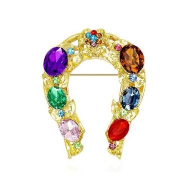 Imagem de Broche de ferradura vintage, broche geométrico, broche colorido, tacho de terno, brincos de camisa para mulheres para homens, joias delicadas de Natal, casamento, aniversário, férias, joias