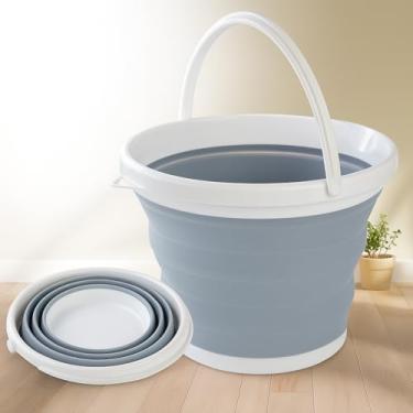 Imagem de Balde de Silicone Dobrável 5 Litros – Retrátil, Flexível, Compacto e Multiuso com Alça, Ideal para Limpeza, Camping e Viagens