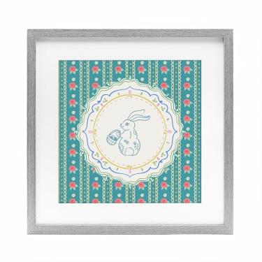 Imagem de Stupell Industries Estampa emoldurada cinza coelho com estampa de listras florais sob vidro, design de Angela Steahling, 33 x 33