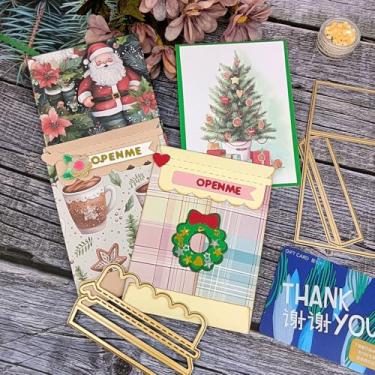 Imagem de Alinacutle Golden Dies Cesta/porta-cartão/caixa de presente em forma de cubo corte de metal cortado para embalagem de presentes, artesanato de papel feito à mão, faça você mesmo, aniversário, festival