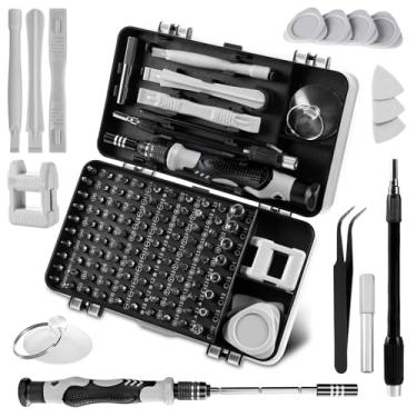 Imagem de Conjunto de chaves de fenda de precisão 115 em 1, kit de ferramentas de reparo profissional, inclui várias pontas, adequado para vários reparos, equipado com pinças e alças magnéticas antiderrapantes
