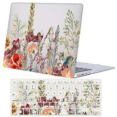 Imagem de Bandless Capa compatível com MacBook Air 13 Retina 2018 2019 2020 modelo A1932 A2179 A2337 M1, capa protetora de plástico rígido e película de teclado para Touch ID em polegadas - Flor