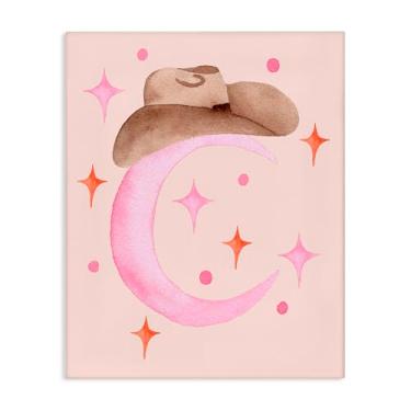Imagem de Stupell Industries Arte de parede em tela com chapéu de vaqueira lua, design de Nina Jacobs, 76 x 61 cm