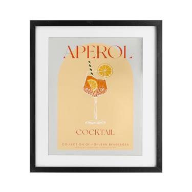 Imagem de Stupell Industries Impressão emoldurada elegante retrô Aperol coquetel preto sob vidro, design por Lil' Rue, 40,6 x 33,5 cm