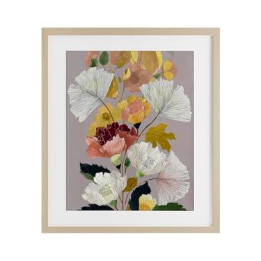 Imagem de Stupell Industries Impressão emoldurada branca com folhas de folhagem detalhada sob vidro, design de Annabelle Hall, 53 x 43 cm