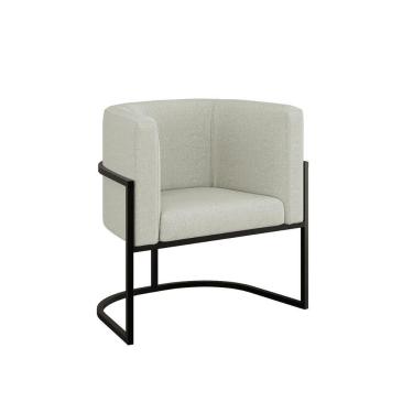 Imagem de Cadeira Poltrona Lua Bouclê Base De Metal Preta Reforçada Bege