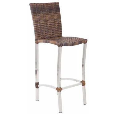 Imagem de Banqueta Cannes Em Alumínio Alta Fibra Sintética Trama Argila