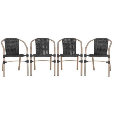 Imagem de 04 Cadeiras Floripa Aluminio Pintura Fendi Trama Original Preto