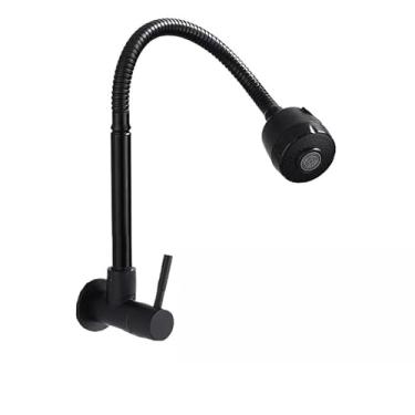 Imagem de Torneira de Cozinha Flexível Preta para Parede ideal para cozinha residencial duplo jato, 1/4 de volta, prática para limpeza e preparo de alimentos(preto B/parede/Rotação)