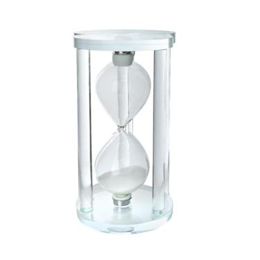 Imagem de Ampulheta Decorativa de Vidro, Base em Vidro, 14,5 cm, Medição de 1 Minuto, Decoração para Casa (BRANCO)
