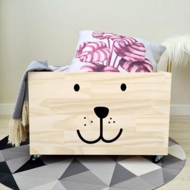 Imagem de Caixote Organizador com Rodas 30x30x50cm - Cesto Organizador de Brinquedos e Roupas - Madeira Pinus(CX106)