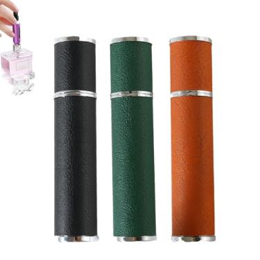 Imagem de Pacote com 3 frascos atomizadores portáteis de couro recarregável de 12 ml, frasco de refil de perfume tamanho viagem, dispensador de bolso luxuoso portátil, mini dispensador de colônia para mulheres