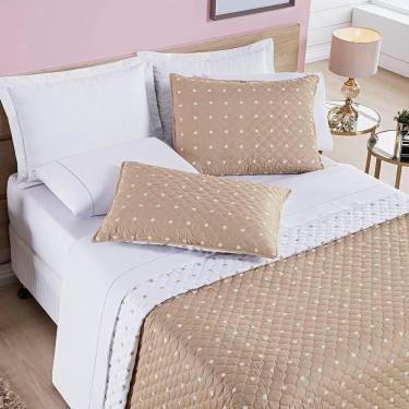 Imagem de Cobre Leito Solteiro Petit Poa Micropercal 200 Fios Dupla Face 2 Peças - Caqui