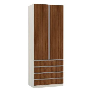 Imagem de Guarda-roupa 2 Portas 90 Cm Crema Com Nogueira Dourado