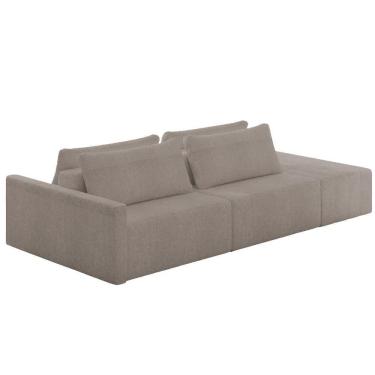 Imagem de Sofá Ilha Modular Com Puff Para Sala Living 252cm Georgia Z08 Boucle Bege Escuro - Mpozenato