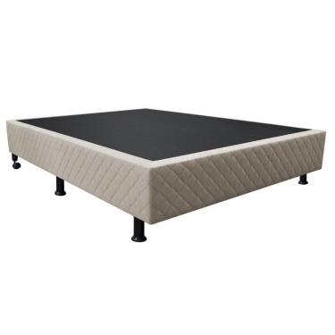 Imagem de Base Box Para Cama Casal 138x188cm Liz S05 Suede Bordado Bege - Mpozenato