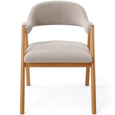 Imagem de Cadeira De Jantar E Estar Living Estofada Nadja L02 Bouclê Bege Gtdnexxus