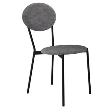 Imagem de Cadeira Estofada Para Sala De Jantar Azuri Preto C01 Linho Prata - Lyam Decor