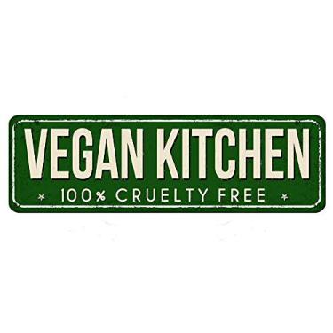 Imagem de ALVANDA Placa De Metal Para Cozinha Vegana, Retrô, Vintage, Decoração Parede Casa E Bar, 4X16"