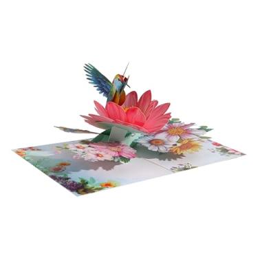 Imagem de Cartão de felicitações de beija-flor pop-up 3D, estacas de papel pop-up cartão de felicitações vazado com notas e envelopes. Os cartões pop-up são adequados para todas as ocasiões, incluindo