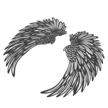 Imagem de SUNGOOYUE Decoração de Arte de Parede Com Asas de Anjo Grandes Com Luzes Esculturas de Anjo Suspensas Requintadas Asas de Metal para Office Mall Home Metal Preto 30X14Cm 1 par para Home Office Mall