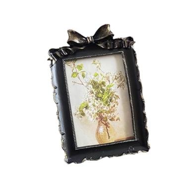 Imagem de XLWLLNJ Porta-retratos vintage de mesa, estilo retrô, em resina, para decoração de entrada, prateleira, escritório e casa, Preto