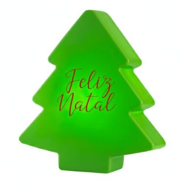 Imagem de Luminária Árvore de Natal em Plástico, Verde, 29x25x10cm, com Interruptor, Base E-27, para Decoração Natalina