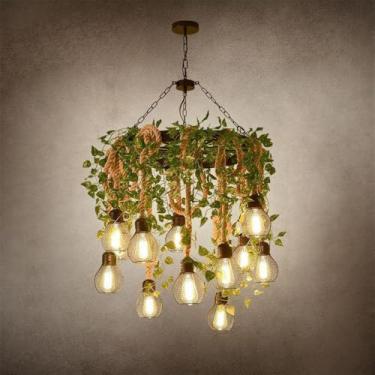 Imagem de Lustre Americano Pastoral LED Industrial Retrô Criativo Música Restaurante Bar Cafeteria Loja de Chá Loja de Roupas Plantas Verdes Decoração Luminária Pendente (M 12 Lâmpadas)
