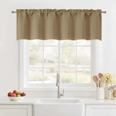Imagem de Ebesto Cortina de cozinha pequena com isolamento térmico de 35,5 cm de comprimento com dois bolsos de haste, saia curta para sala de estar, banheiro, café, trailer, 1 peça, 152 cm L x 35 cm C