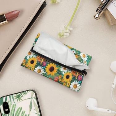 Imagem de Bolsos reutilizáveis para mulheres, margarida, girassol, porta-lenços de viagem, bolsa de tecido, zíper fechado, organizador de moedas, bolsa para carro, escritório, casa
