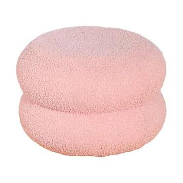 Imagem de ＫＬＫＣＭＳ Banquinho redondo com assento acolchoado, confortável para trocar sapatos, apoio para os pés, ideal para cabeceira, quarto de bebê, sala de estar ou, Rosa
