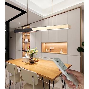Imagem de Luminária pendente LED preta regulável para sala de jantar, lustre moderno de 100 cm com design linear e altura ajustável, ideal para cozinha, escritório, sala de estar e quarto, 32 W.