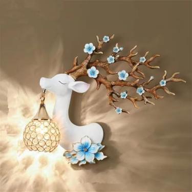 Imagem de Luminária de parede moderna em formato de veado, estilo criativo e elegante, para sala de estar, quarto, escritório, casa de campo, hotel, quarto infantil, corredor, com iluminação LED decor