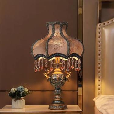 Imagem de Luminária de mesa retrô americana, estilo europeu de luxo, para sala de estar, quarto, escritório, casa de campo (E D36H55CM 1 peça)
