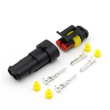 Imagem de Kit de 5 conjuntos de conectores de fio elétrico à prova d'água de 2 pinos peça de carro conectores de 1,5 mm, fio elétrico à prova d'água DJ7021-1,5