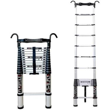 Imagem de OKUOKA Escada de extensão telescópica com gancho destacável - Escada telescópica portátil de tamanho grande dobrável, carga 150 kg (tamanho: 4,1 m/13,4 pés)