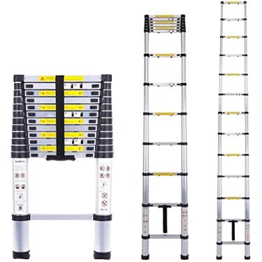 Imagem de OKUOKA Escada telescópica de alumínio para trailer, 8 m/7 m/6,2 m/5 m/4 m/3,8 m/2,6 m de altura, escadas telescópicas de extensão para barraca de telhado sótão casa, carga 150 kg (tamanho: 5 m/16,4